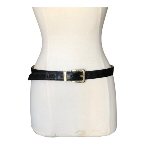 Ritz Accessories Collection Genuine Leather Belt Black Gold Tone Buckle Large - Picture 1 of 16